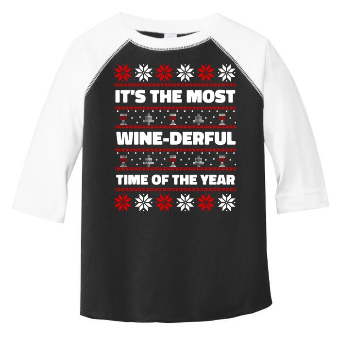 It's The Most WineDerful Time Of The Year Fun Ugly Christmas Toddler Fine Jersey T-Shirt