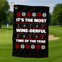 It's The Most WineDerful Time Of The Year Fun Ugly Christmas Golf Towel