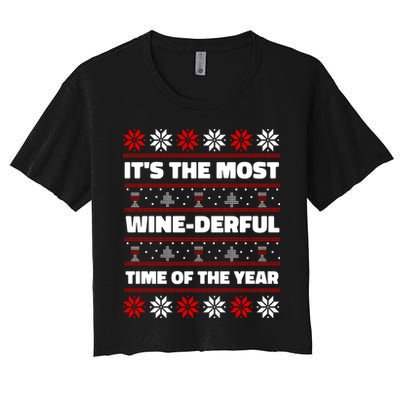 It's The Most WineDerful Time Of The Year Fun Ugly Christmas Crop Top