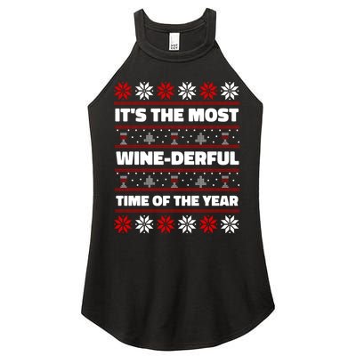It's The Most WineDerful Time Of The Year Fun Ugly Christmas Women's Perfect Tri Rocker Tank