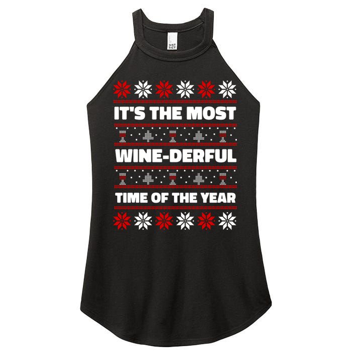 It's The Most WineDerful Time Of The Year Fun Ugly Christmas Women's Perfect Tri Rocker Tank