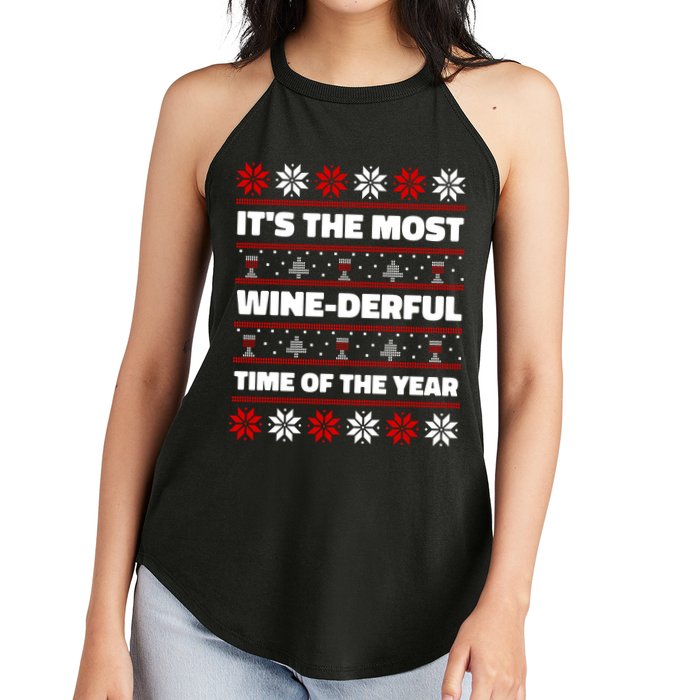 It's The Most WineDerful Time Of The Year Fun Ugly Christmas Women's Perfect Tri Rocker Tank