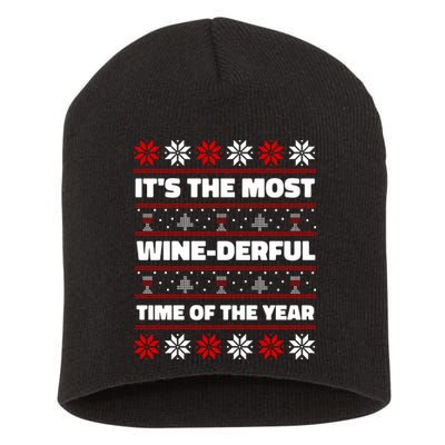 It's The Most WineDerful Time Of The Year Fun Ugly Christmas Short Acrylic Beanie