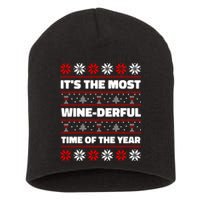 It's The Most WineDerful Time Of The Year Fun Ugly Christmas Short Acrylic Beanie