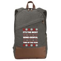 It's The Most WineDerful Time Of The Year Fun Ugly Christmas Cotton Canvas Backpack