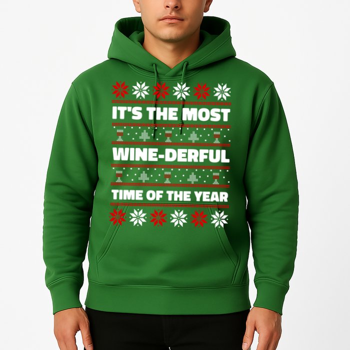 It's The Most WineDerful Time Of The Year Fun Ugly Christmas Hoodie