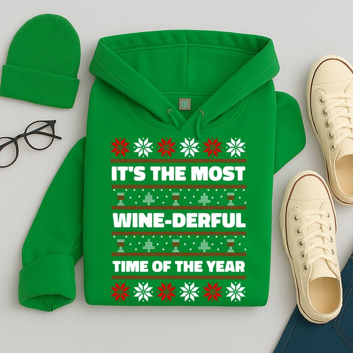 It's The Most WineDerful Time Of The Year Fun Ugly Christmas Hoodie