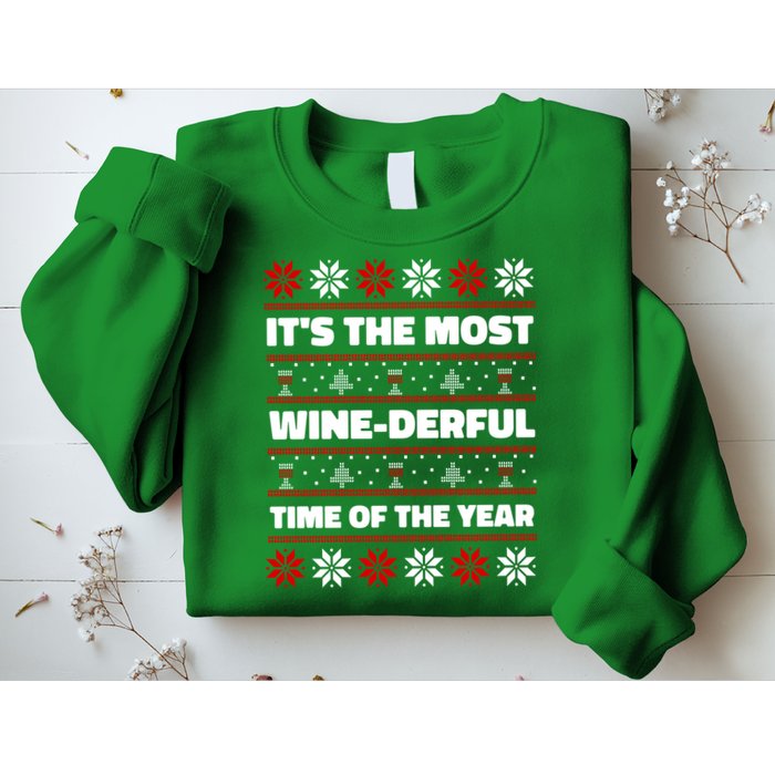 It's The Most WineDerful Time Of The Year Fun Ugly Christmas Sweatshirt