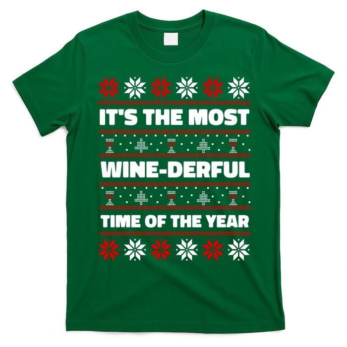 It's The Most WineDerful Time Of The Year Fun Ugly Christmas T-Shirt