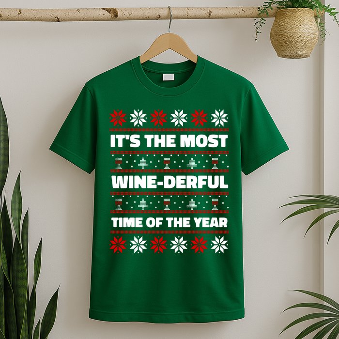 It's The Most WineDerful Time Of The Year Fun Ugly Christmas T-Shirt