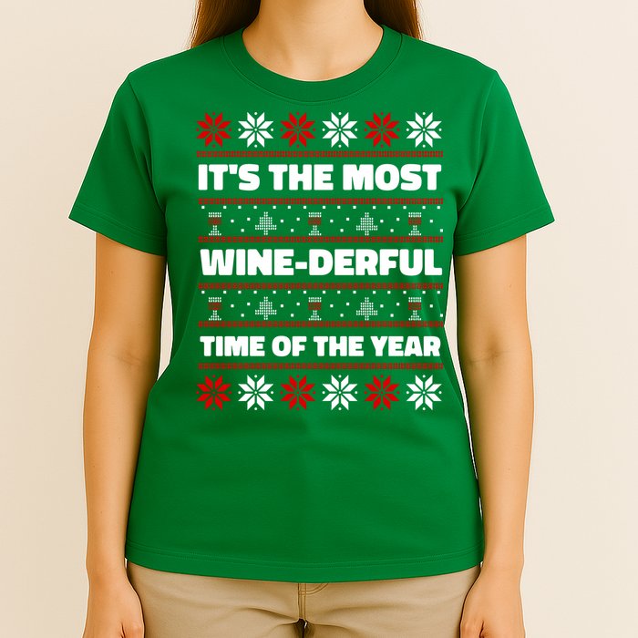 It's The Most WineDerful Time Of The Year Fun Ugly Christmas T-Shirt