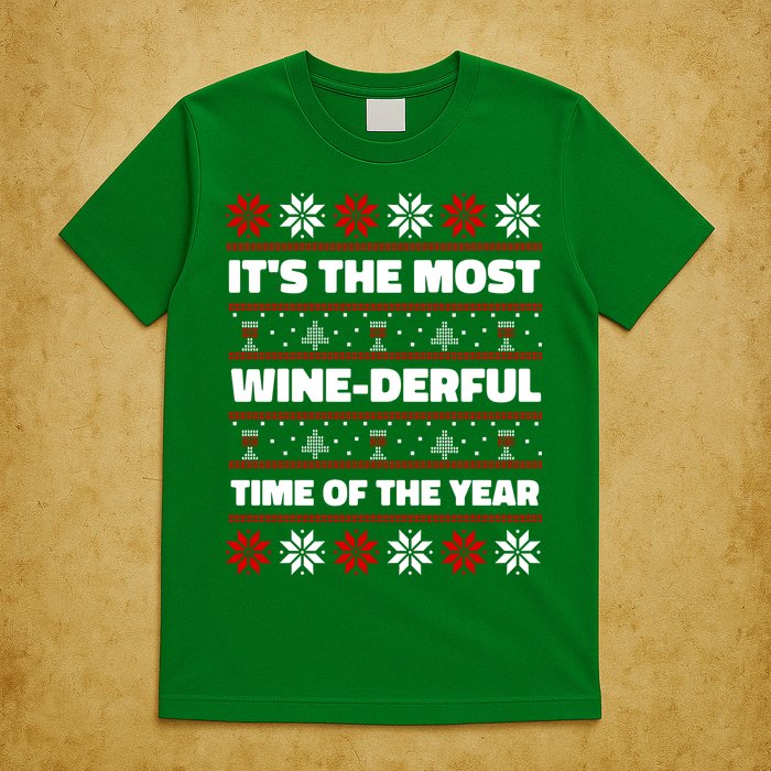 It's The Most WineDerful Time Of The Year Fun Ugly Christmas T-Shirt