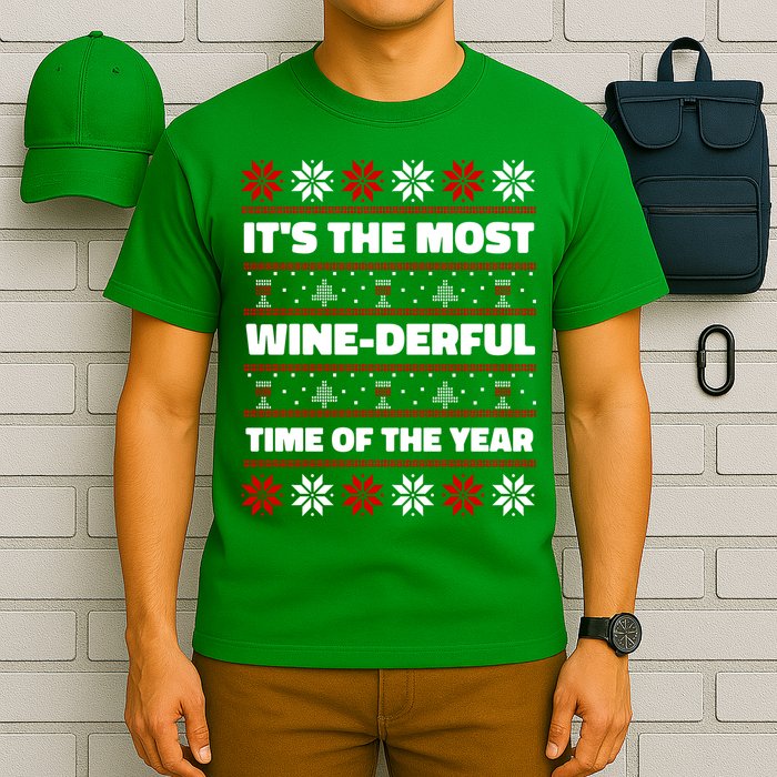 It's The Most WineDerful Time Of The Year Fun Ugly Christmas T-Shirt