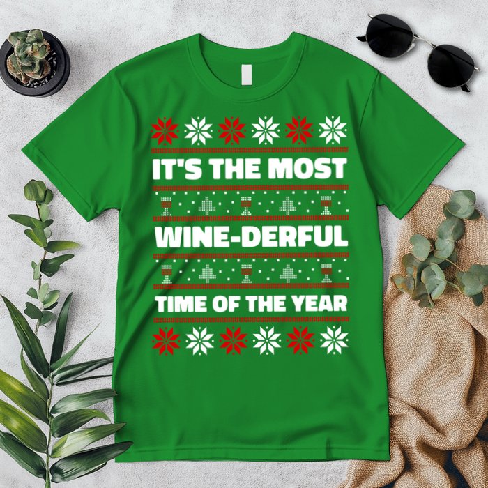 It's The Most WineDerful Time Of The Year Fun Ugly Christmas Premium T-Shirt