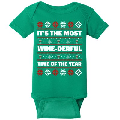 It's The Most WineDerful Time Of The Year Fun Ugly Christmas Baby Bodysuit