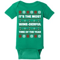 It's The Most WineDerful Time Of The Year Fun Ugly Christmas Baby Bodysuit