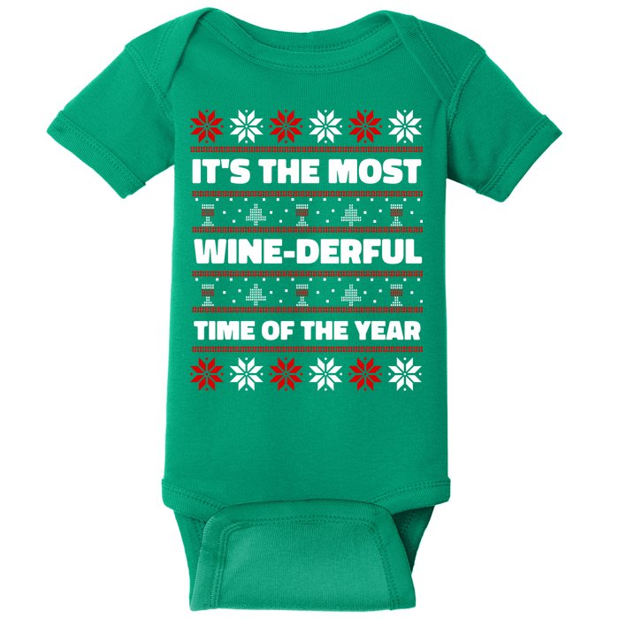 It's The Most WineDerful Time Of The Year Fun Ugly Christmas Baby Bodysuit