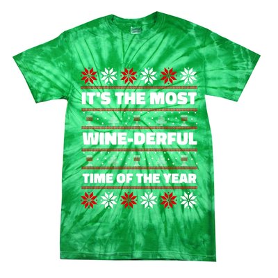 It's The Most WineDerful Time Of The Year Fun Ugly Christmas Tie-Dye T-Shirt