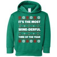 It's The Most WineDerful Time Of The Year Fun Ugly Christmas Toddler Hoodie