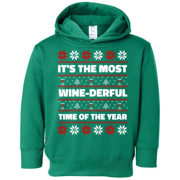 It's The Most WineDerful Time Of The Year Fun Ugly Christmas Toddler Hoodie