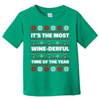 It's The Most WineDerful Time Of The Year Fun Ugly Christmas Toddler T-Shirt