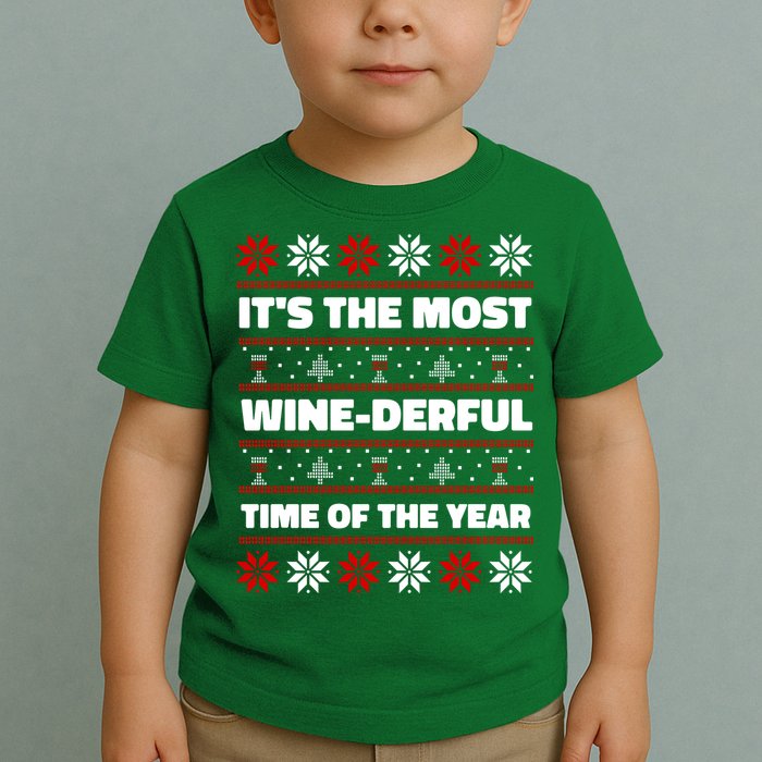 It's The Most WineDerful Time Of The Year Fun Ugly Christmas Toddler T-Shirt