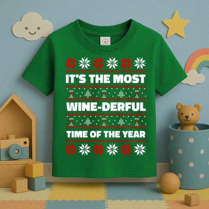 It's The Most WineDerful Time Of The Year Fun Ugly Christmas Toddler T-Shirt