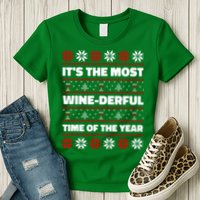 It's The Most WineDerful Time Of The Year Fun Ugly Christmas Womens T-Shirt