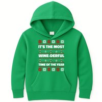 It's The Most WineDerful Time Of The Year Fun Ugly Christmas Kids Hoodie