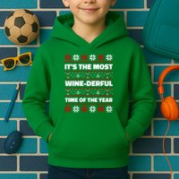 It's The Most WineDerful Time Of The Year Fun Ugly Christmas Kids Hoodie