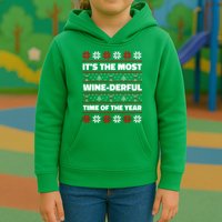 It's The Most WineDerful Time Of The Year Fun Ugly Christmas Kids Hoodie