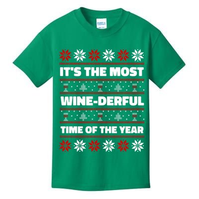 It's The Most WineDerful Time Of The Year Fun Ugly Christmas Kids T-Shirt