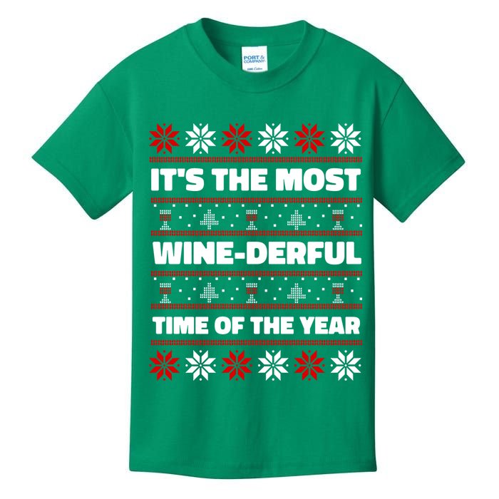 It's The Most WineDerful Time Of The Year Fun Ugly Christmas Kids T-Shirt