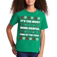 It's The Most WineDerful Time Of The Year Fun Ugly Christmas Kids T-Shirt