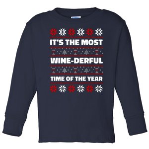 It's The Most WineDerful Time Of The Year Fun Ugly Christmas Toddler Long Sleeve Shirt