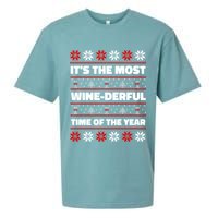 It's The Most WineDerful Time Of The Year Fun Ugly Christmas Sueded Cloud Jersey T-Shirt