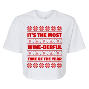 It's The Most WineDerful Time Of The Year Fun Ugly Christmas Bella+Canvas Jersey Crop Tee