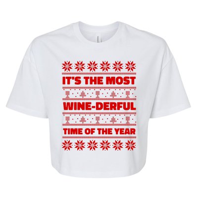 It's The Most WineDerful Time Of The Year Fun Ugly Christmas Bella+Canvas Jersey Crop Tee