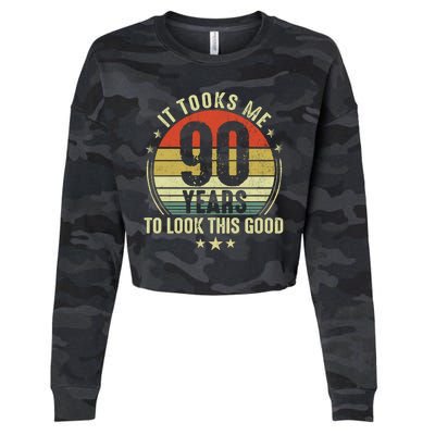 It Took Me 90 Years To Look This Good Funny 90Year Old Gift Cropped Pullover Crew