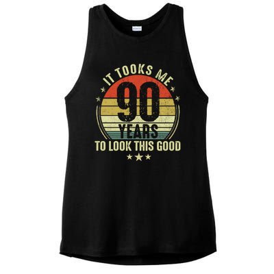 It Took Me 90 Years To Look This Good Funny 90Year Old Gift Ladies PosiCharge Tri-Blend Wicking Tank