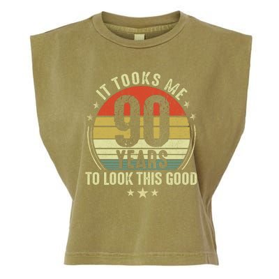 It Took Me 90 Years To Look This Good Funny 90Year Old Gift Garment-Dyed Women's Muscle Tee