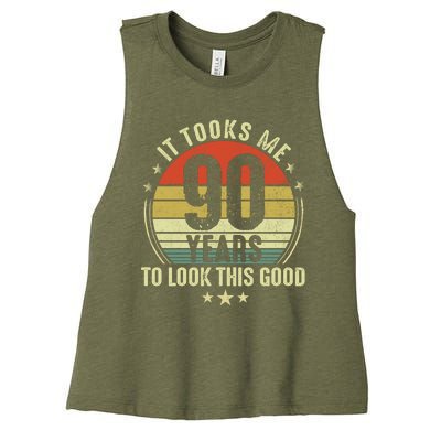 It Took Me 90 Years To Look This Good Funny 90Year Old Gift Women's Racerback Cropped Tank