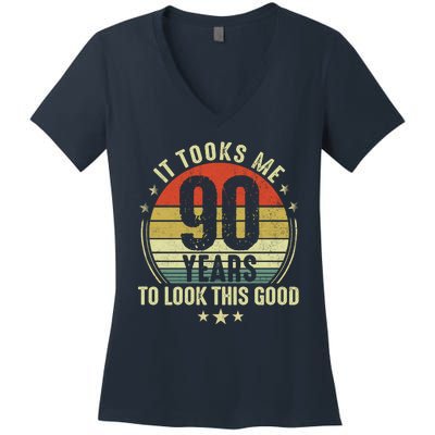 It Took Me 90 Years To Look This Good Funny 90Year Old Gift Women's V-Neck T-Shirt