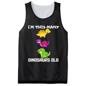 I'm This Many Dinosaurs Old 3 Years Third Birthday Gift Mesh Reversible Basketball Jersey Tank