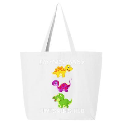 I'm This Many Dinosaurs Old 3 Years Third Birthday Gift 25L Jumbo Tote