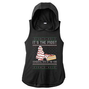 Its The Most Wonderful Time Of The Year Christmas tree cake  Ladies PosiCharge Tri-Blend Wicking Draft Hoodie Tank