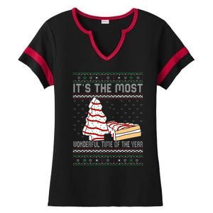 Its The Most Wonderful Time Of The Year Christmas tree cake  Ladies Halftime Notch Neck Tee