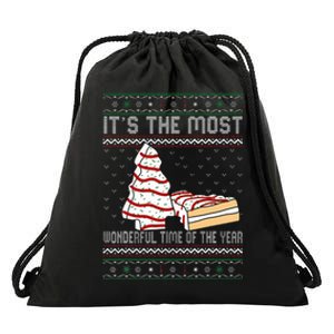 Its The Most Wonderful Time Of The Year Christmas tree cake  Drawstring Bag