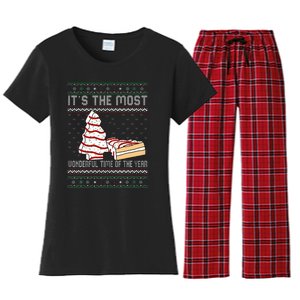 Its The Most Wonderful Time Of The Year Christmas tree cake  Women's Flannel Pajama Set