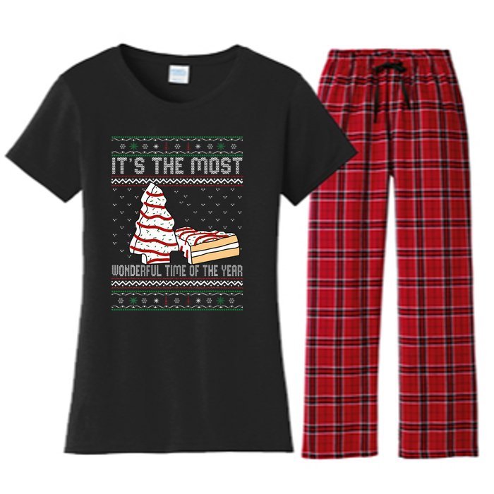 Its The Most Wonderful Time Of The Year Christmas tree cake  Women's Flannel Pajama Set